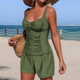 thumbnail image 7 of Xijirk Tankini Swimsuits for Women,Two Piece Swimwear with High Waist Wide Leg Pants and Side Pockets Bikini Breathable Beachwear for Beach,Swimsuit for Women,L,Army Green, 7 of 7