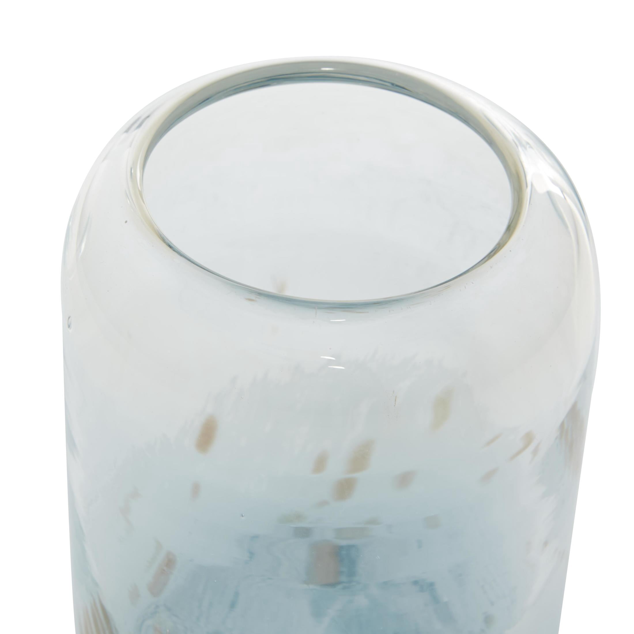 DecMode 5"W, 9"H Blue Glass Shell Handmade Decorative Jars with Whale and Seashell Tops, 2-Pieces