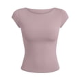 thumbnail image 4 of Gunia Womens Cap Sleeve T-Shirts Elegant Casual Crew Neck Tee Soft Short Sleeve Tops T Shirts Women Light Purple Xs, 4 of 4