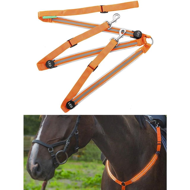 facefd Collier de Poitrine de Cheval Lumineux à LED Visible de Nuit Équipement de Sécurité pour Cheval