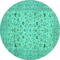 thumbnail image 1 of Ahgly Company Machine Washable Indoor Round Persian Turquoise Blue Traditional Area Rugs, 7' Round, 1 of 4