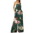 thumbnail image 2 of Homenesgenics Womens Jumpsuits Summer Clearance Women's Printed Jumpsuit Casual Button Pocket Sleeveless Wide Leg Trousers, 2 of 7