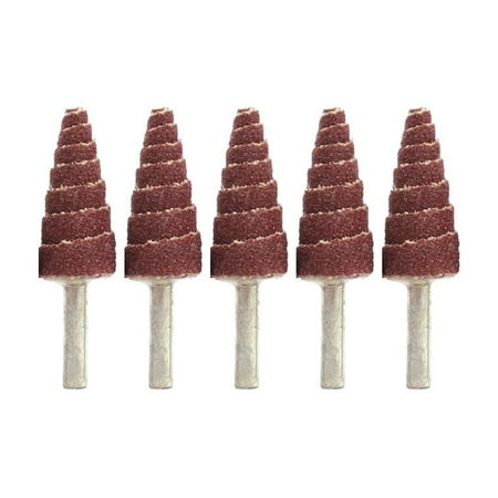 

5Pcs 6Mm Shank 80 Grit Tapered Cone Sandpaper Grinding Sanding Head
