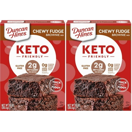 2 x - Duncan Hines Keto Friendly Chewy Fudge Brownie Mix, Gluten Free, Zero Sugar Added, 10 oz (Pack of 2)
