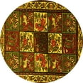 thumbnail image 1 of Ahgly Company Machine Washable Indoor Round Animal Yellow Traditional Area Rugs, 4' Round, 1 of 4