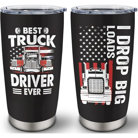 Truck Driver Gifts for Men - Trucker Gifts for Dad/Grandpa/Husband/Him - Trucker Appreciation Gift - Birthday/Christmas Gift for Truck Lovers, 20 oz Insulation Stainless Steel Tumbler