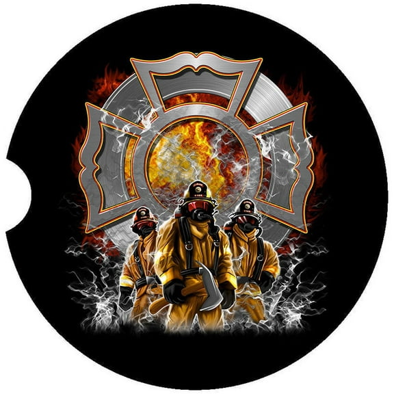 Fireman Car Coaster, Absorbent Stoneware Car Cup Holder Coaster, Set of 2