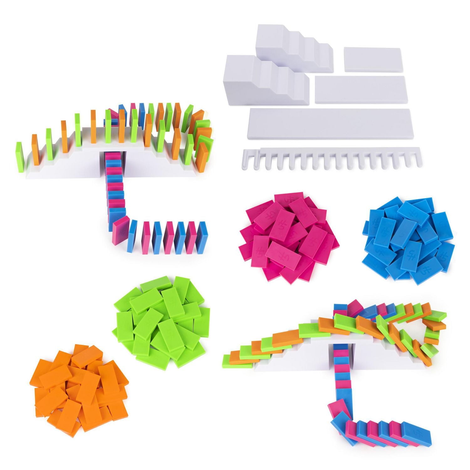 H5 Domino Creations 100-Piece Neon Set by Lily Hevesh, for Families and Kids Ages 5 and up