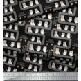 thumbnail image 2 of Soimoi Black polyester Crepe Fabric Text & Owl Bird Decor Fabric Printed Yard 52 Inch Wide, 2 of 3