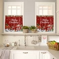 thumbnail image 4 of Merry Christmas Kitchen Curtains and Valances Set, Santa Claus Reindeer Snowing Xmas Star Red Rod Pocket Window Valance Window Curtain Panels for Living Room Bedroom Laundry, 27.5x36in, 3 Pieces, 4 of 7