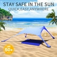 thumbnail image 4 of CUUPO 7×7 FT Beach Tent Sun Shade Shelter UPF50+ UV Protection, Outdoor Canopy Tent Sun Shade with 2 Poles for Beach, Camping, Fishing, Backyard and Picnics Royal Blue, 4 of 7