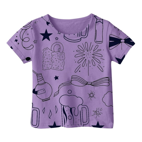 Razzly Big Girls Toddler T-Shirt for Girls, Graffiti Kids Funny Graphic T Shirts Kids Short Sleeve Shirts Kids Cotton Tshirt Girls Basic T Shirts Girl Summer Shirt(Purple 8-9 Years)