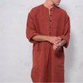 thumbnail image 5 of Spring Sale 2024！Hontri Muslim Dress Men Comfortable Blouse Topcoats Long Dresses Sleeve Men's Long Muslim Muslim Clothes Big And Tall Mens Arab Thobe Brown,L, 5 of 9