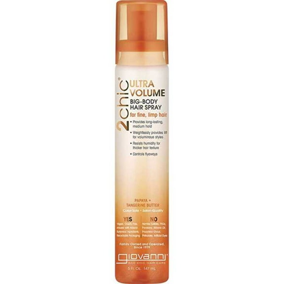 Giovanni 2Chic Tangerine & Papaya Butter Ultra-Volume Big Body Hair Spray 5 oz