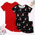 thumbnail image 2 of Ensemble de Pyjama 2 Pcs pour Femmes Manches Courtes Vêtements de Nuit Doux Col Rond Ensemble de Shorts Imprimés avec Poches P-TTG, 2 of 5