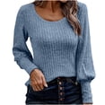 thumbnail image 1 of Tops para mujer Camisas Blusas Elegantes Camisas casuales de manga larga Jersey de moda Camiseta sólida de cuello redondo Odeerbi ODB-5, 1 of 8