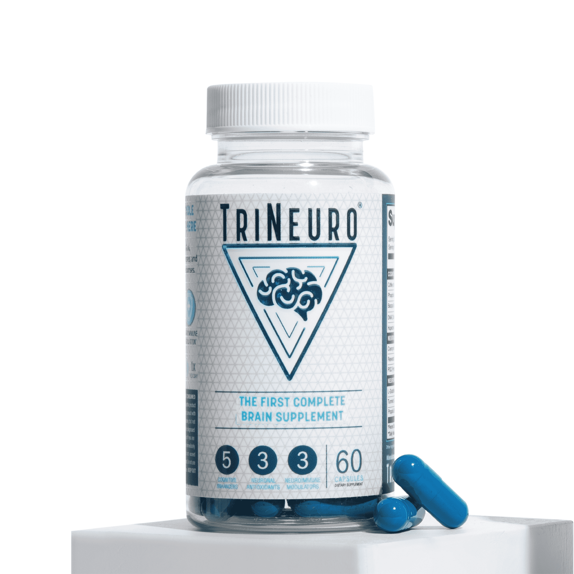 TriNeuro Daily Brain Supplement & Premium Nootropic for Mental Clarity, Memory and Brain Health 60 Capsules
