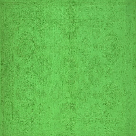 Ahgly Company Indoor Square Oriental Green Industrial Area Rugs, 5' Square