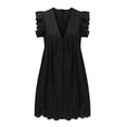 thumbnail image 3 of Ketyyh-chn99 Robe T-Shirt Femme Grande Taille Robe Maxi Manche à Volants Superposition Évasée Robe Mini Noir,P, 3 of 4