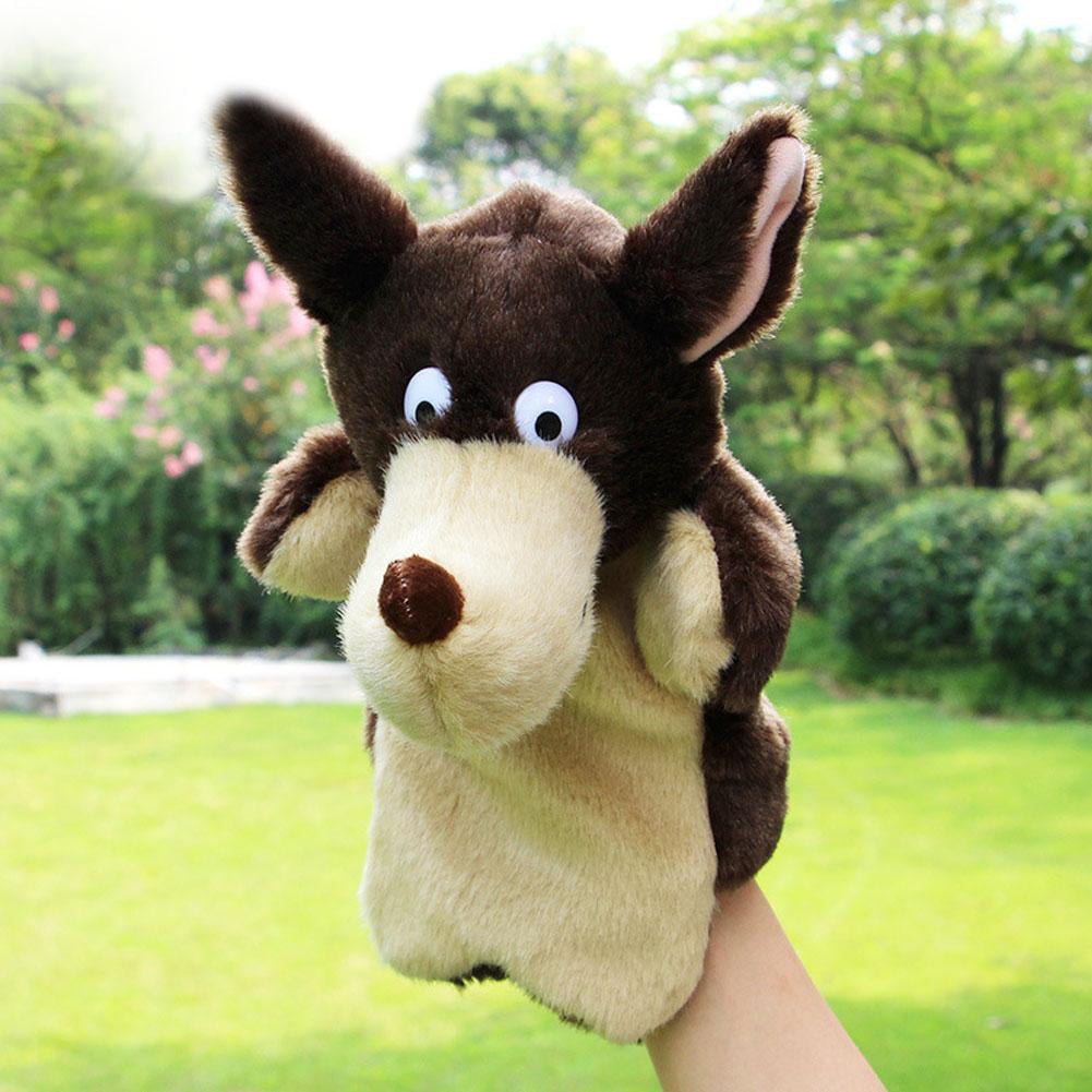 New Wolf Hand Puppet Baby Animal Plush Stuffed Toy Gift Educational Puppets Doll 