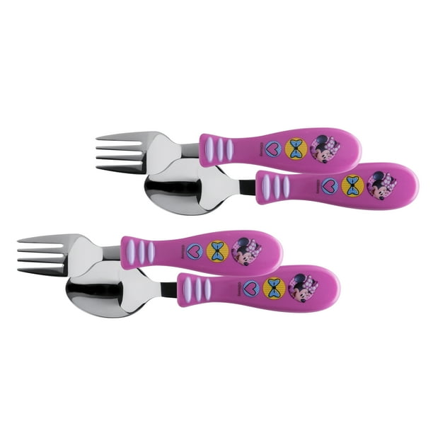 Zak Designs Kids Fork Spoon Stainless Steel Plastic Flatware 4 Piece