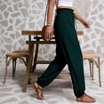 thumbnail image 5 of Kelon Women's Casual Pants, Womens Linen Pants Wide Leg Palazzo Capri Drawstring Casual Lounge Flowy Summer Beach Vacation Crop Trousers with Pockets, M, 5 of 6