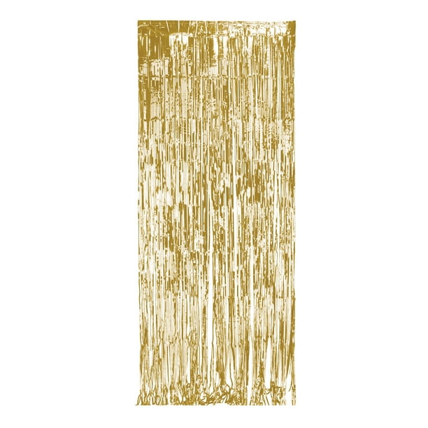 Way to Celebrate! Party Gold Foil Door Fringe Curtain, 8ft x 3ft, 1ct