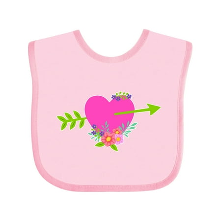 

Inktastic Valentine s Day Pink Heart with Flowers and Arrow Gift Baby Boy or Baby Girl Bib