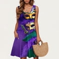 thumbnail image 2 of asdoklhq Sequined Dresses for Women Mardi Gras Carnival Women Casual Large Size Sleeveless Crew Neck Short Dress Purple M, 2 of 5