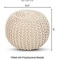 thumbnail image 3 of Round Pouf Ottoman - Cable Knitted Boho Poof - Home Décor Cord Pouffe Handmade Circular Footrest for Living Room - Bedroom - Kids Bedroom - 100% Cotton Pouf (19.5"x19.5"x14") - Ivory, 3 of 21