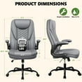 thumbnail image 3 of COOLHUT Big and Tall Office Chair, Executive Home Office Desk Chairs, Ergonomic Computer Faux Leather Desk Chair with Adjustable Flip-Up Arms, Lumbar Support Swivel Task Chair, Gray, 3 of 17