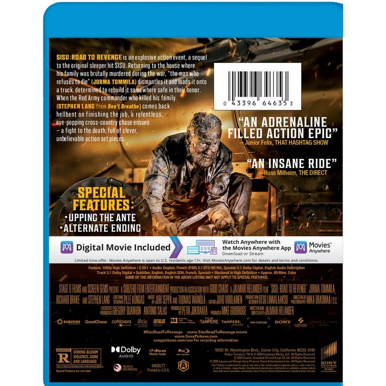 Sony Pictures Sisu: Road to Revenge Blu-ray + Digital Copy, R