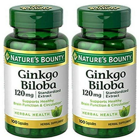 Nature's Bounty Ginkgo Biloba Standardized Extract 120 mg (2 Bottles)