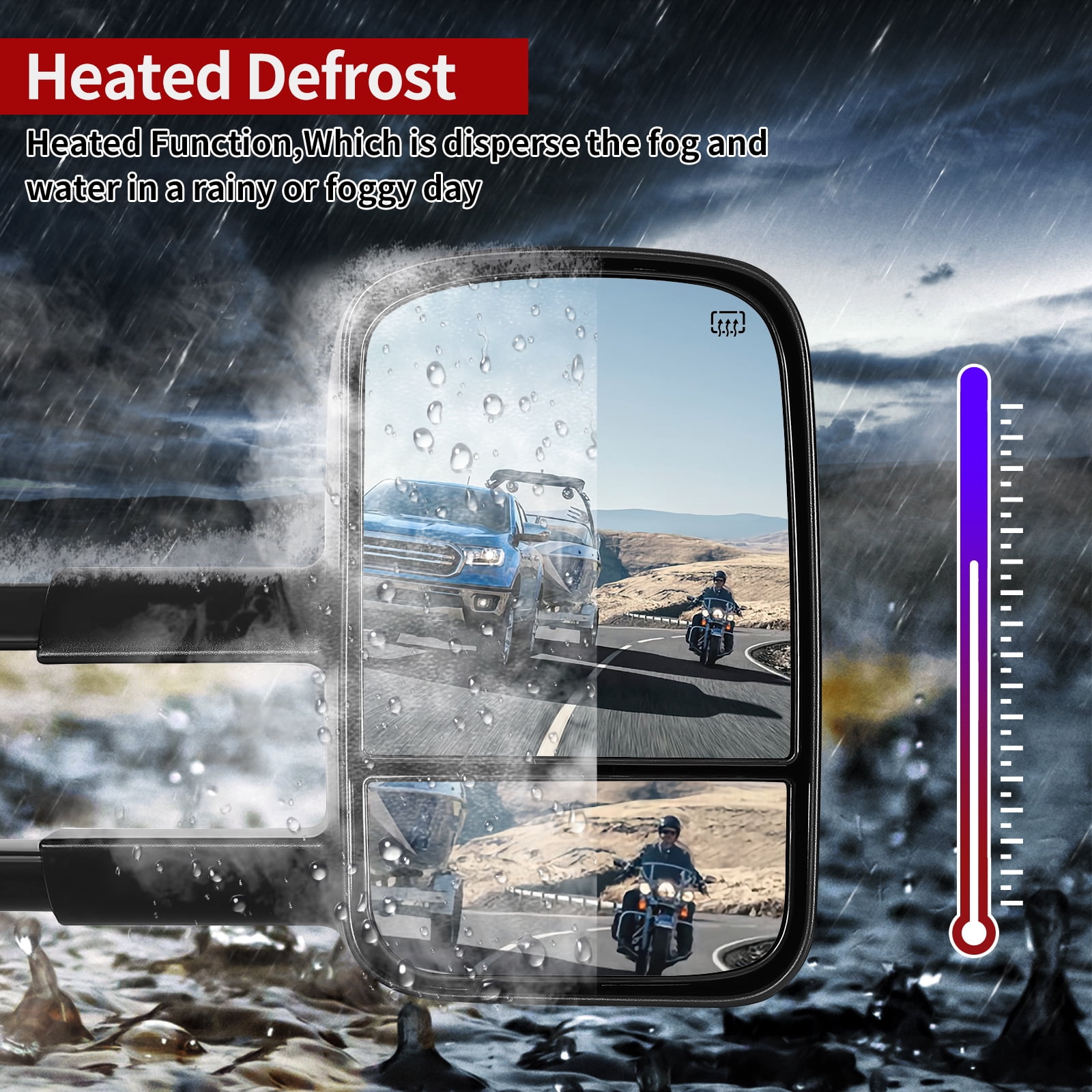 LEDKINGDOMUS Power Heated Towing Mirrors for 2014-2018 Silverado Sierra 1500/2015-2018 2500HD 3500HD, Telescopic Manual Fold, Switchback Turn Signal Running Lights, Plug & Play Installation (Black)