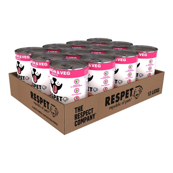 Alimento para perro Respet paquete de 12 latas Salmón y Vegetales de 410 gr&nbsp;