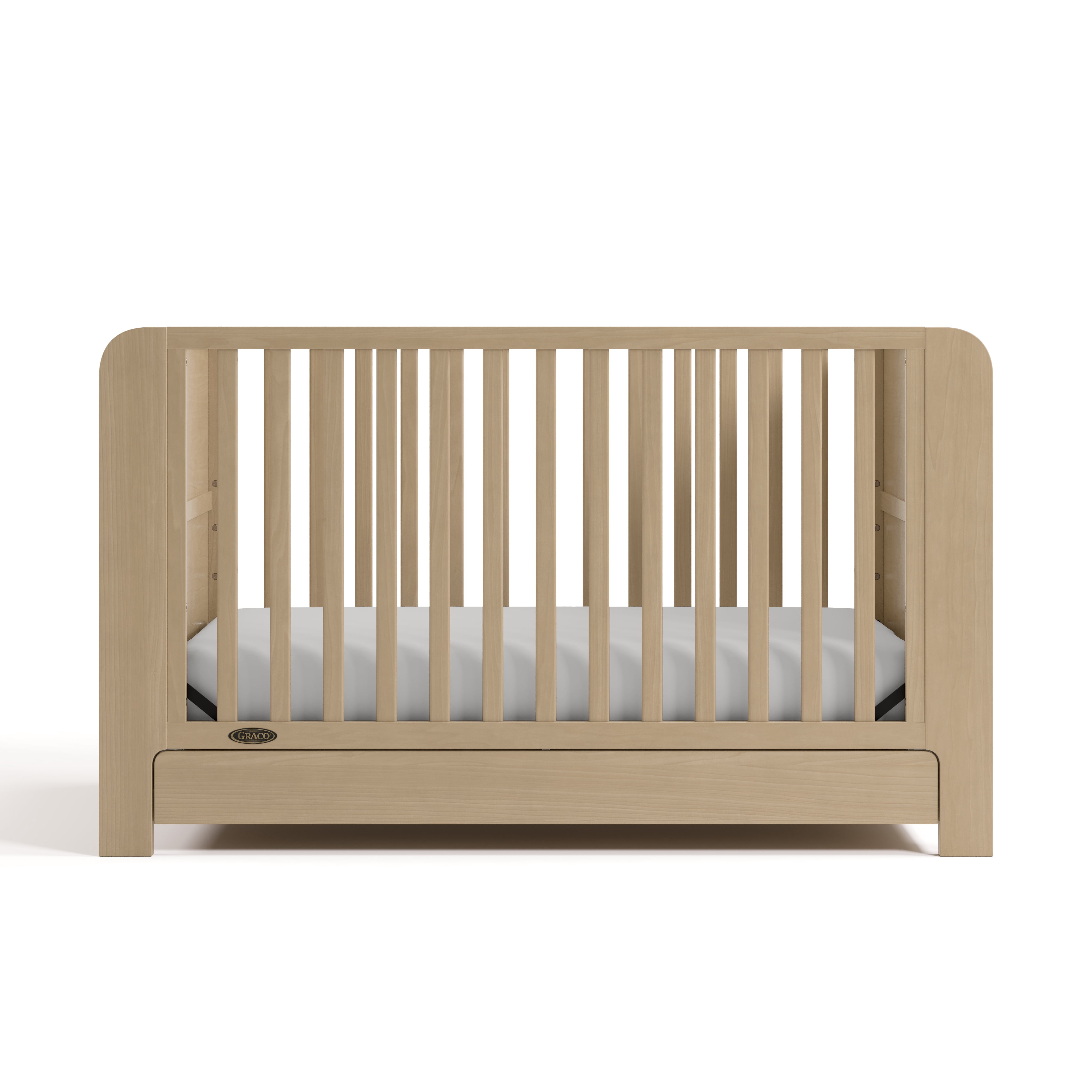 Graco Read-with-Me 4-in-1 Convertible Baby Crib with Drawer, Driftwood