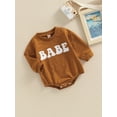 thumbnail image 3 of Cenuakty Baby Girls Boys Spring Romper Long Sleeve O Neck Letter, 3 of 8