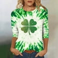 thumbnail image 4 of St Patricks Day Shirt Women 2025 Casual Plus Size 3/4 Sleeve Irish Clover Shirts Funny Saint Patrick's Tunic Tops, 4 of 4