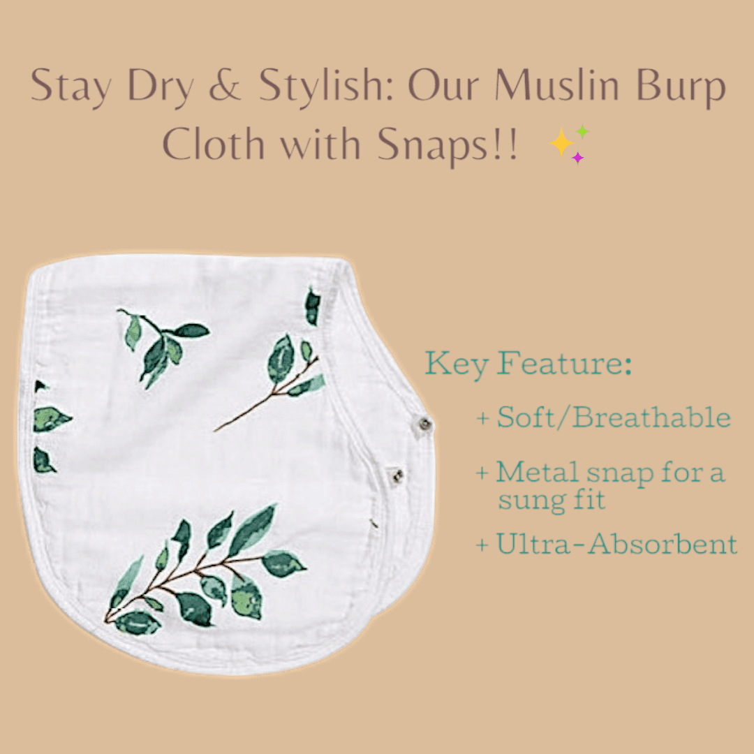 ZandH Global Leaf Baby Bamboo Cotton Muslin Swaddle Blanket, Bib, Burp Cloth, Bandana Bib Set. Soft, Lightweight and Breathable. Swaddle, Nursing Cover, Playmat and Stroller Cover