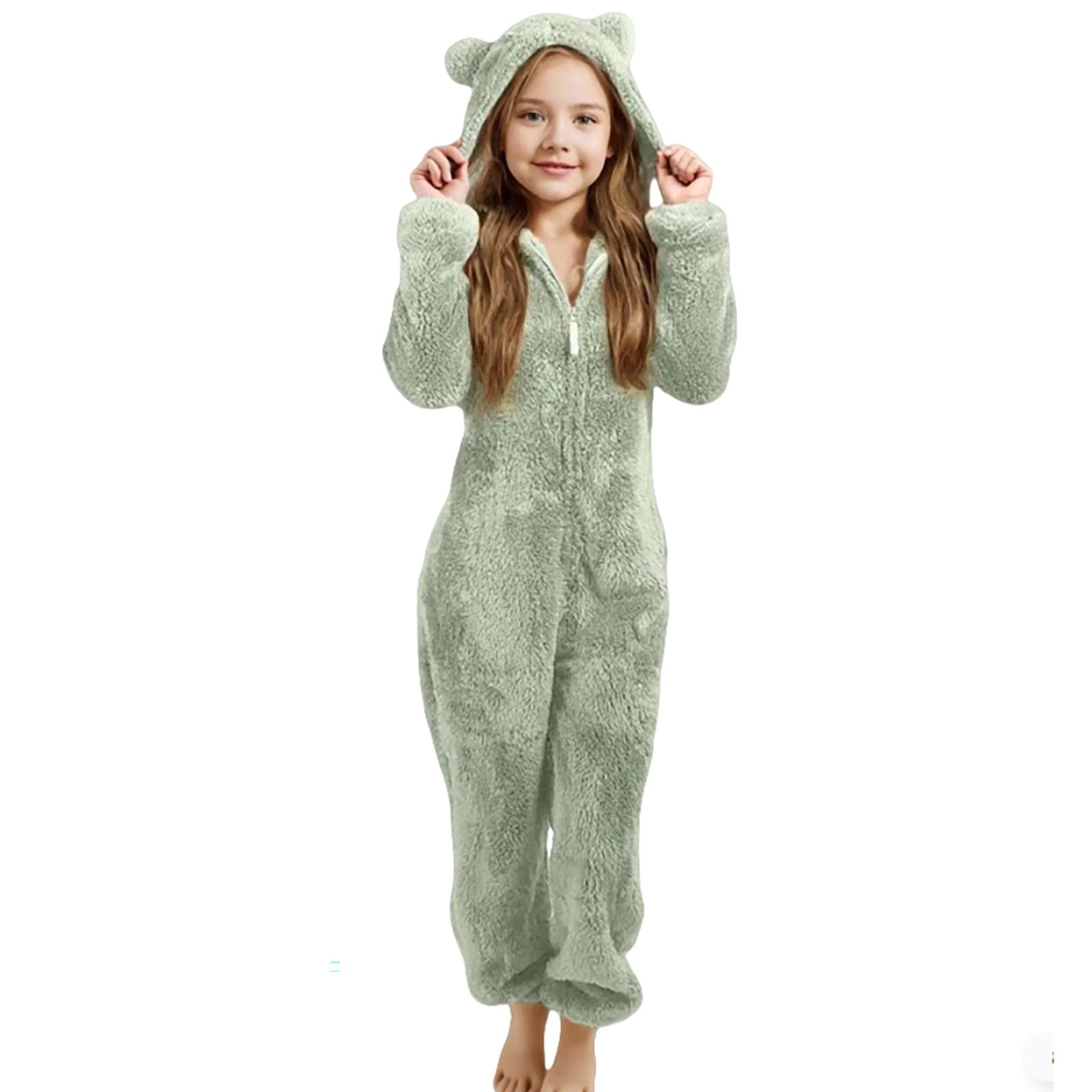 Combinaison Pyjama Polaire Avec Oreilles Pour Fille - Douce Et Chaude, Costume De Jeu D'hiver Pour Tout-petits
