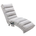 thumbnail image 5 of Armless Chaise Lounge, Linen Fabric Massage Recliner Chaise with Metal Legs, Modern Upholstered Long Lounge Chair for Living Room, Bedroom, Office, Light Grey, 5 of 9