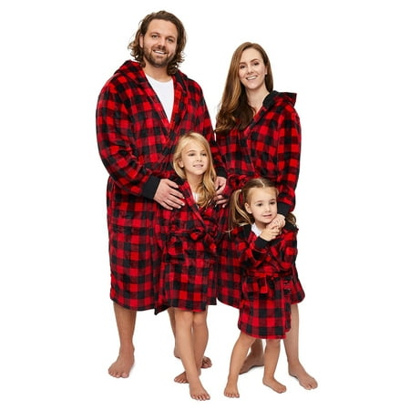 

Fanvereka Christmas Family Matching Parent-child Nightwear Red Plaid Printed Pattern Long Sleeve Nightgown