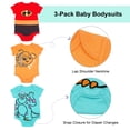 thumbnail image 2 of Disney Clothes Baby Boys 3-Pack Bodysuits – Pixar Newborn Outfit Set (Red/Orange/Blue) – 0/3M, 2 of 5