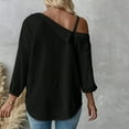 thumbnail image 2 of Zufneo Dressy Blouse for Women Sexy Off-Shoulder Tops V-Neck Beach Button Down Shirts New Arrivals Black M, 2 of 6