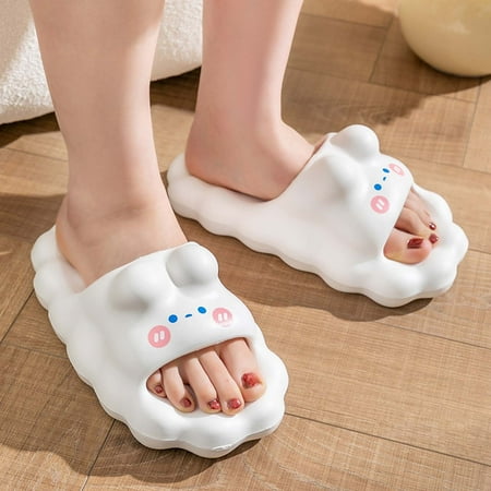 

JNGSA Slippers for Women Indoor Womens Cute Cartoon Slippers Super Soft Breathable Anti-Slip Bedroom Home Slippers White 39 Clearance
