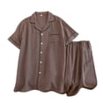 thumbnail image 1 of Pijama de verano para hombre, de color liso, de gasa fina, de manga corta, con cárdigan de solapa, ropa de casa, informal, conjunto de pijama para hombre, 1 of 8