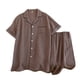 thumbnail image 1 of Pijama de verano para hombre, de color liso, de gasa fina, de manga corta, con cárdigan de solapa, ropa de casa, informal, conjunto de pijama para hombre, 1 of 8