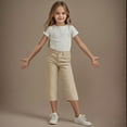 thumbnail image 7 of Fengqque Girls Straight Leg Capri Pants with Elastic Waist and Pocket - Solid Comfort Fit for Kids 4-14 Years - Fashion Casual Bottoms for Daily Use, 7 of 7