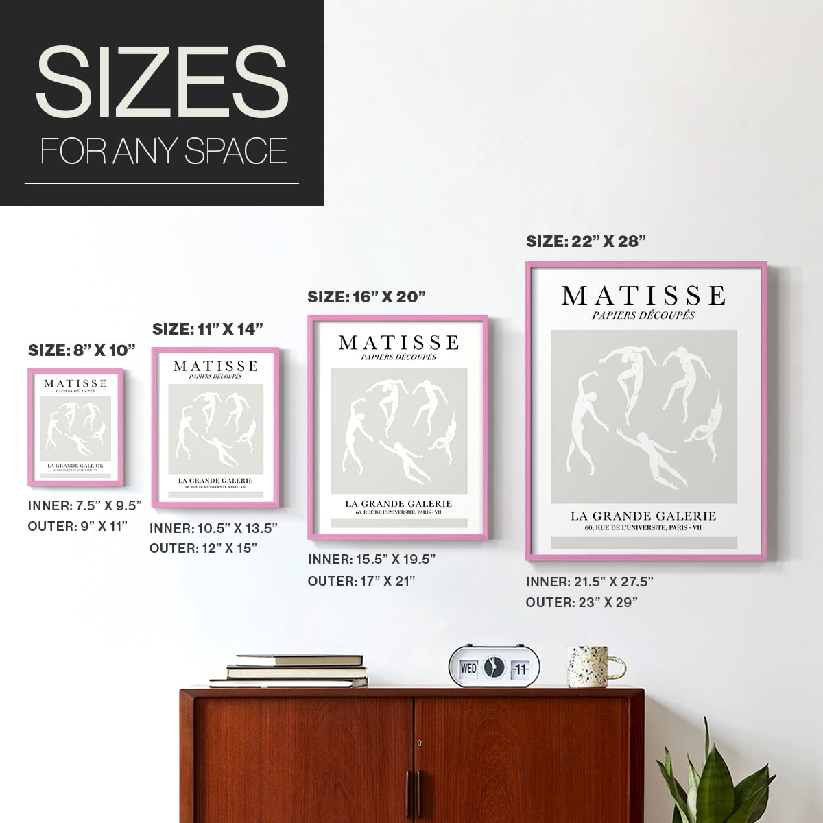 Matisse CLXXXIX Framed Print in Pink Solid Wood 11 x 14 Framed Print