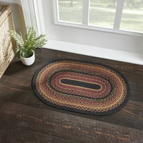 VHC Brands Heritage Farms, Braided Jute Rug, Non-Skid Pad, Door Mat, Oval, Red Black Tan. 20x31